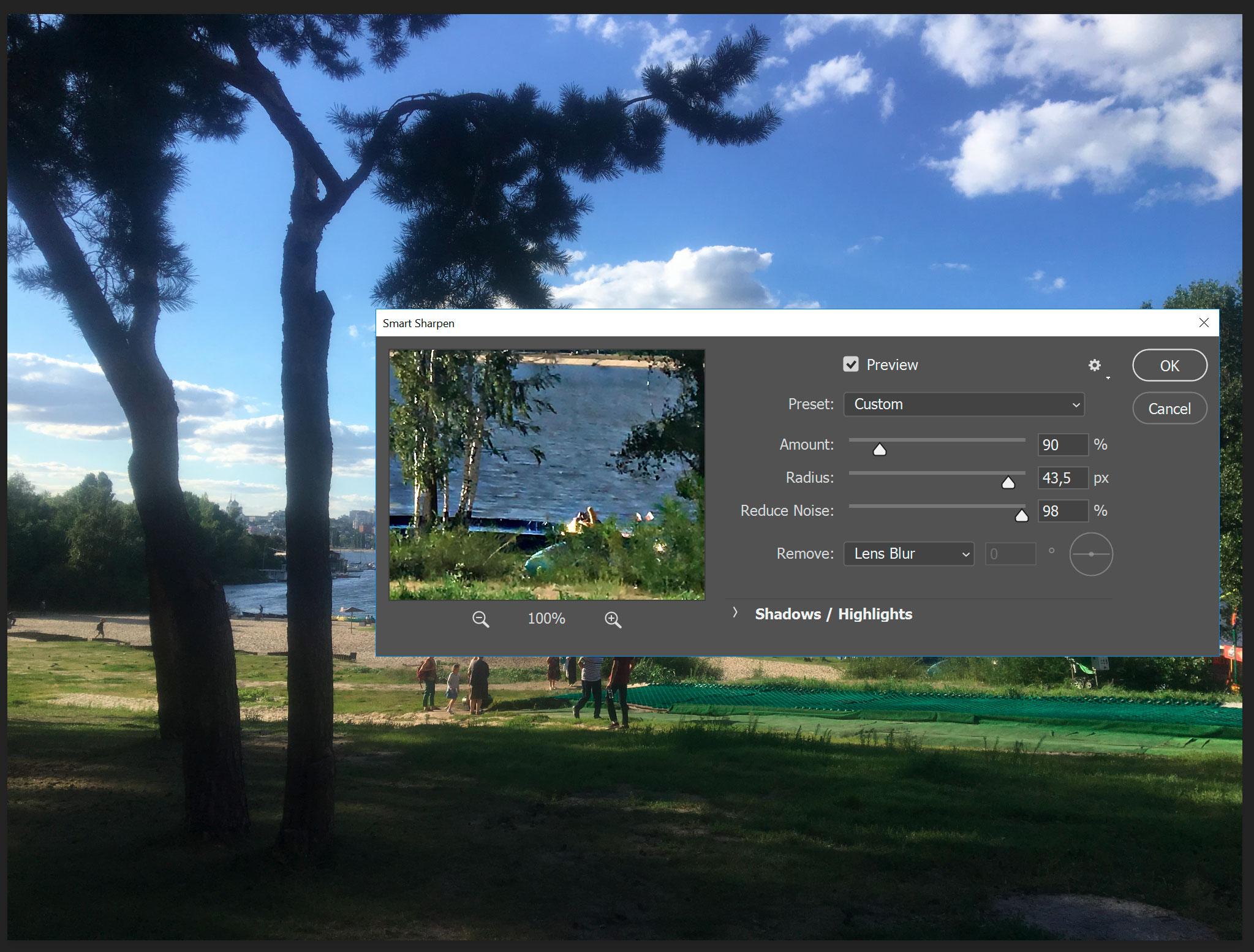 Potoshop Smart Sharpen Dialog